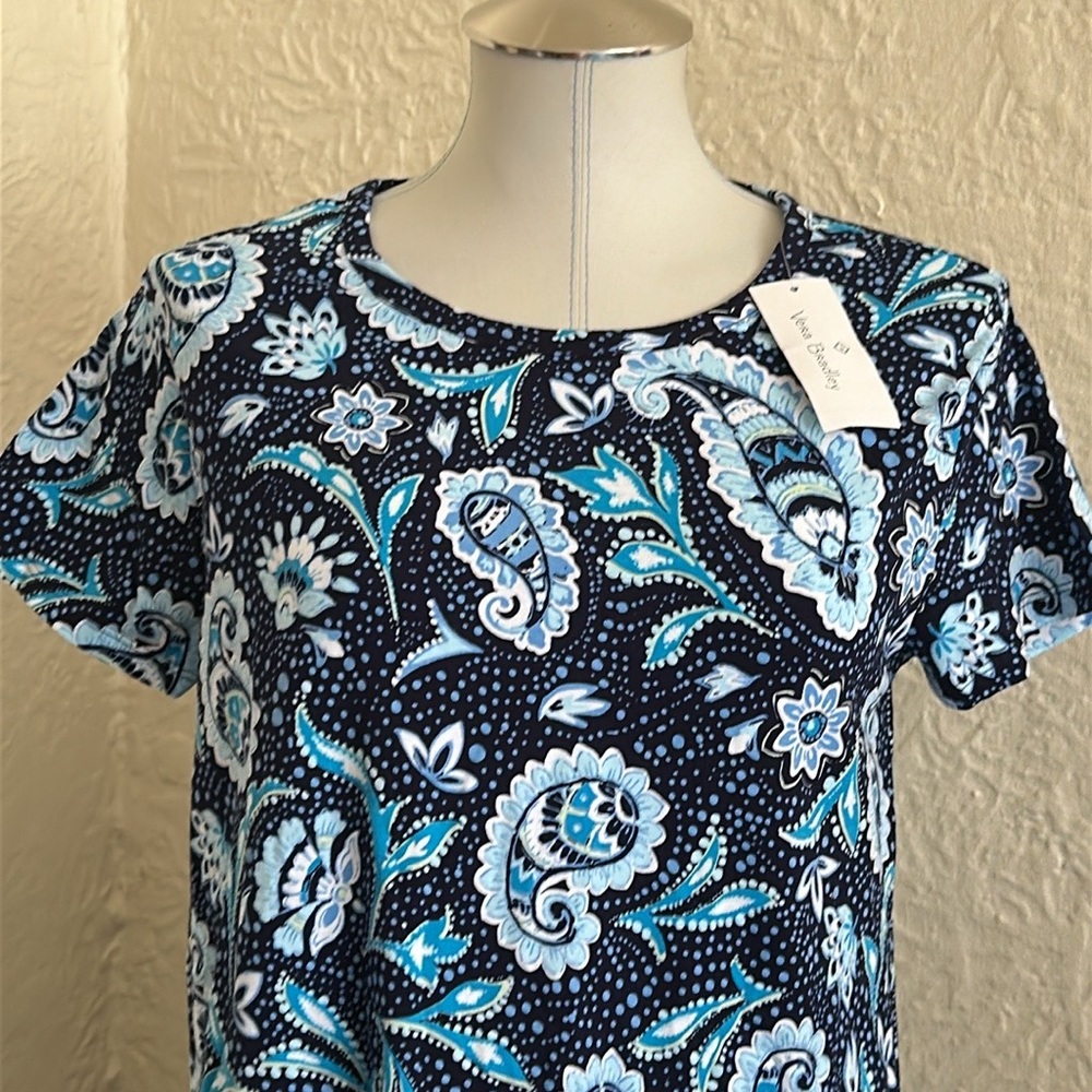 Vera Bradley Short Sleeved Night Dress North Shore Paisley Blue NWT XS - Picture 2 of 7